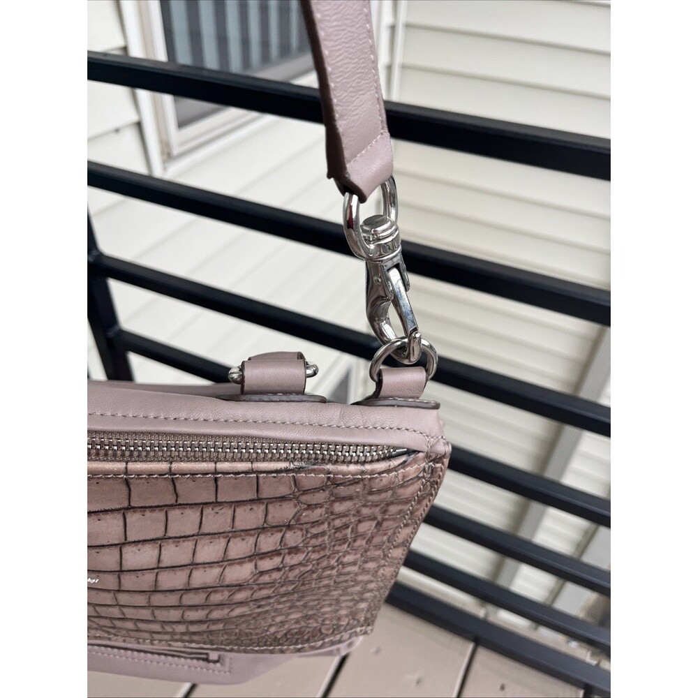 GIVENCHY Women's Crocodile Stamped-Suede Leather Medium Sized Pandora Bag Taupe - Picture 4 of 11